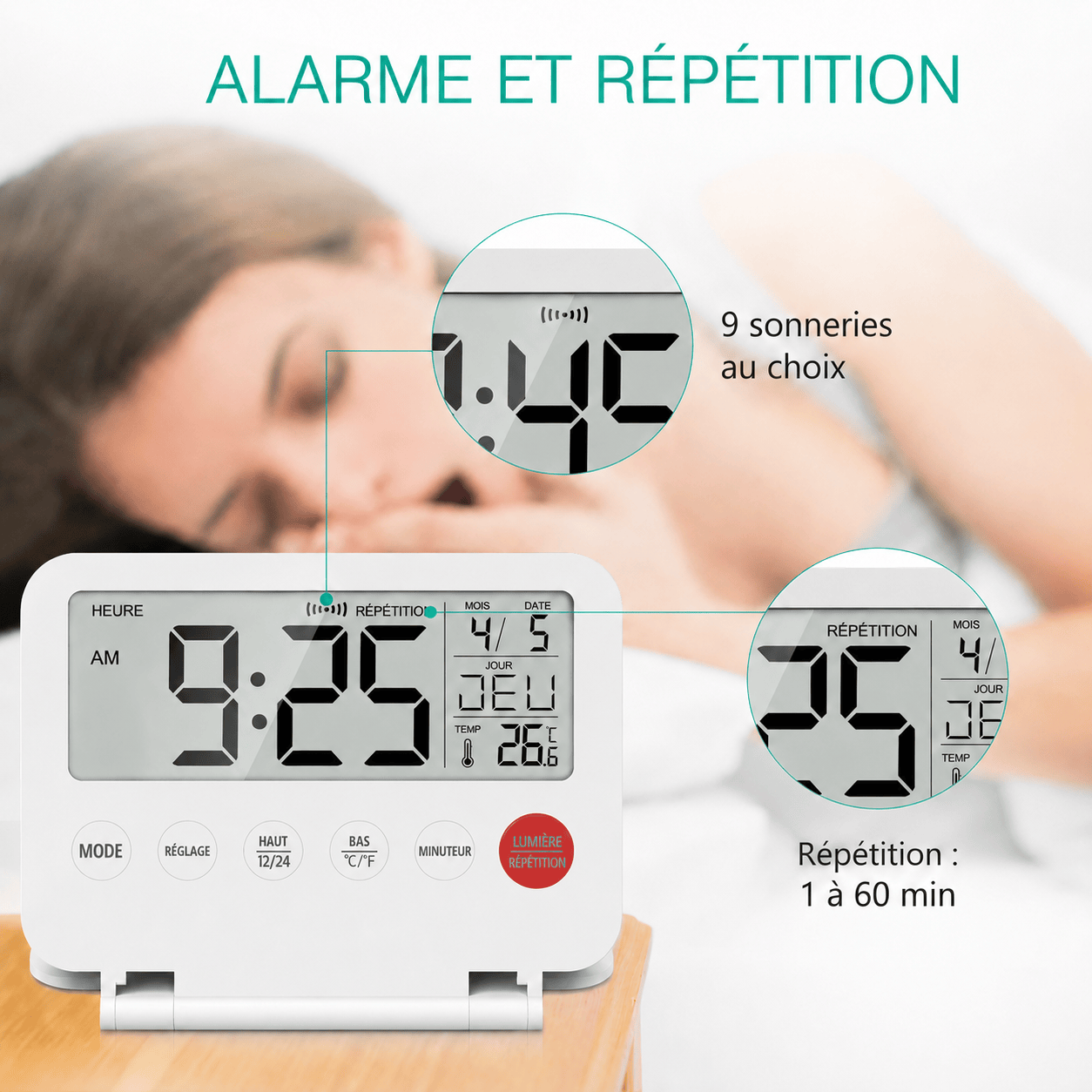 Réveil de voyage pliant et à piles LeBonRéveil