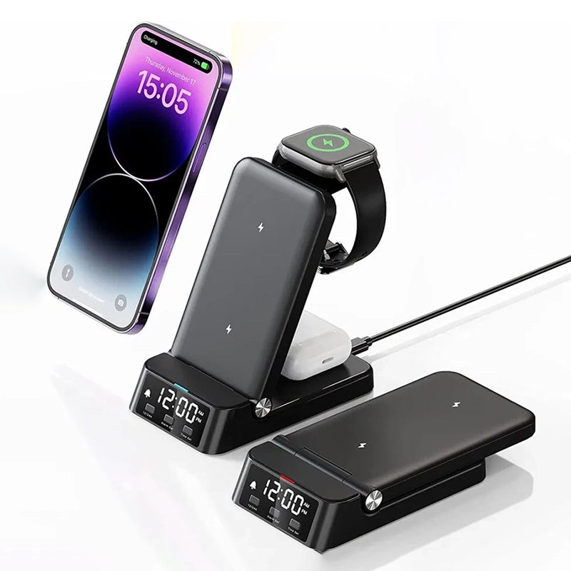 Réveil chargeur induction Apple et Samsung noir