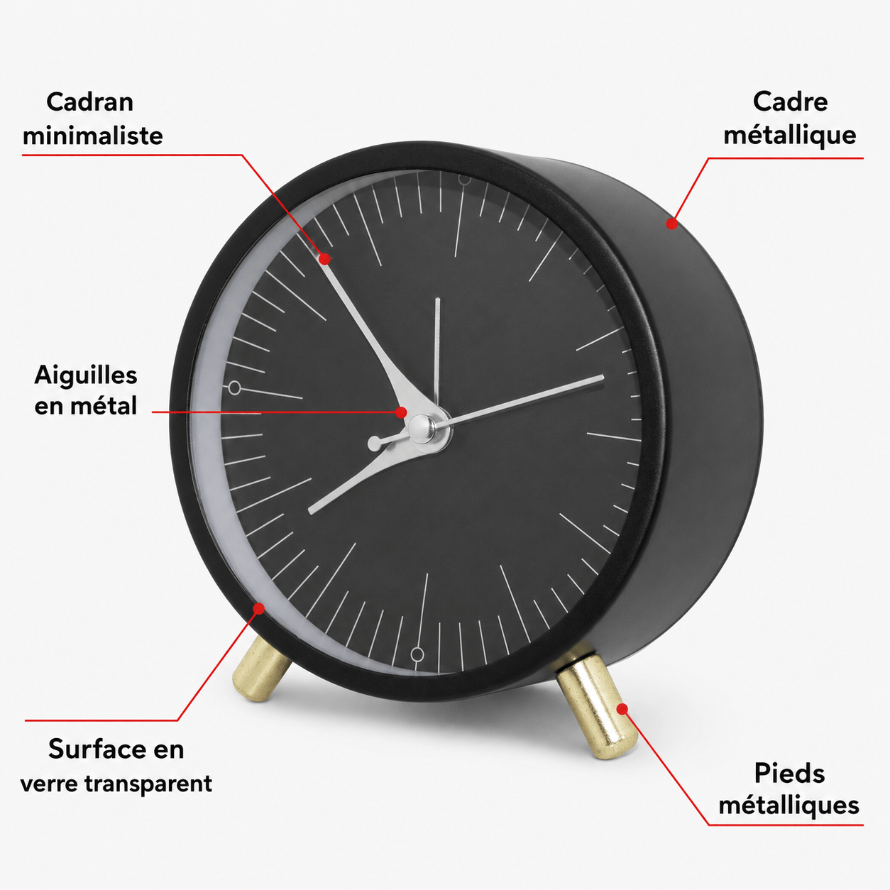 Réveil analogique en métal LeBonRéveil
