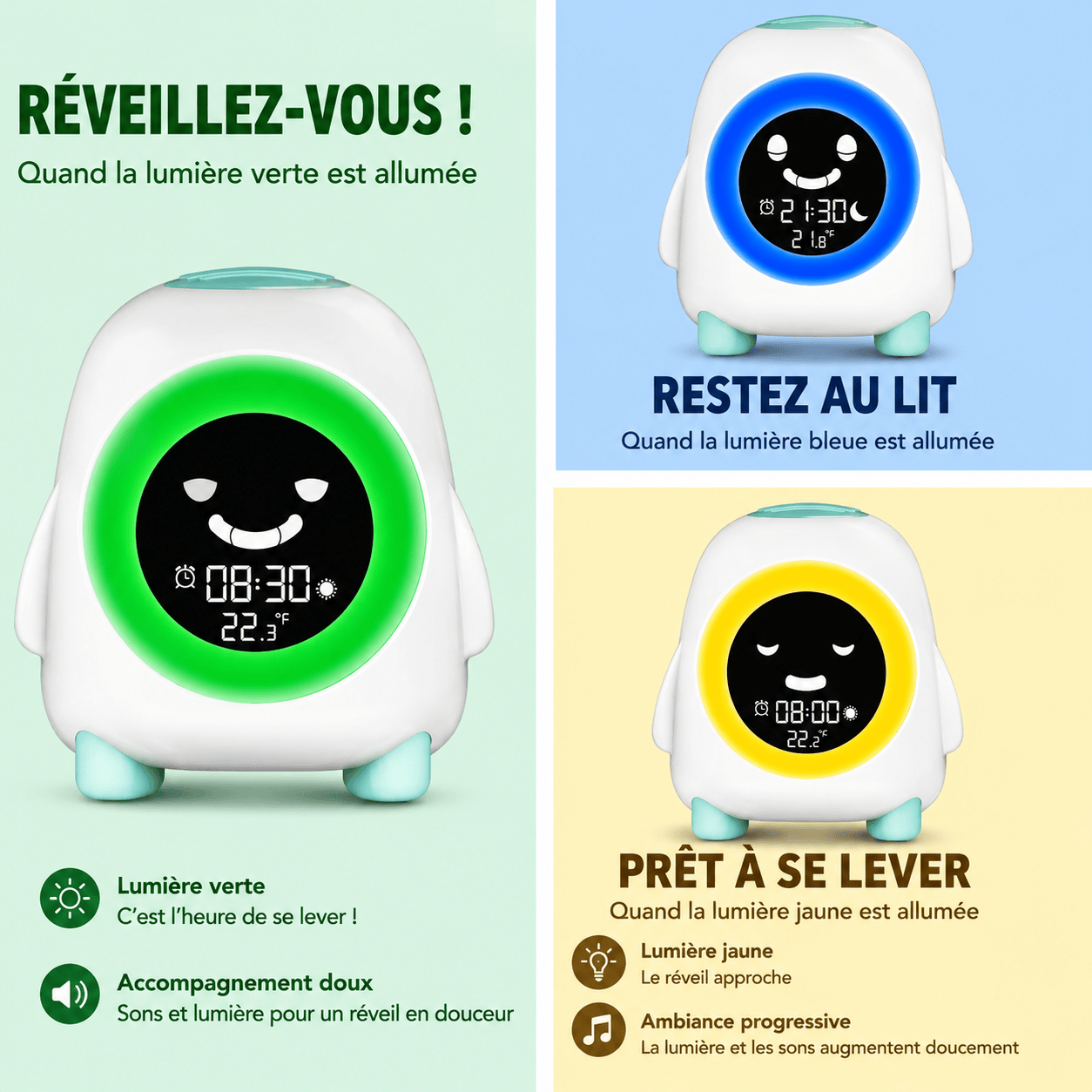 Réveil apprentissage jour nuit LeBonRéveil