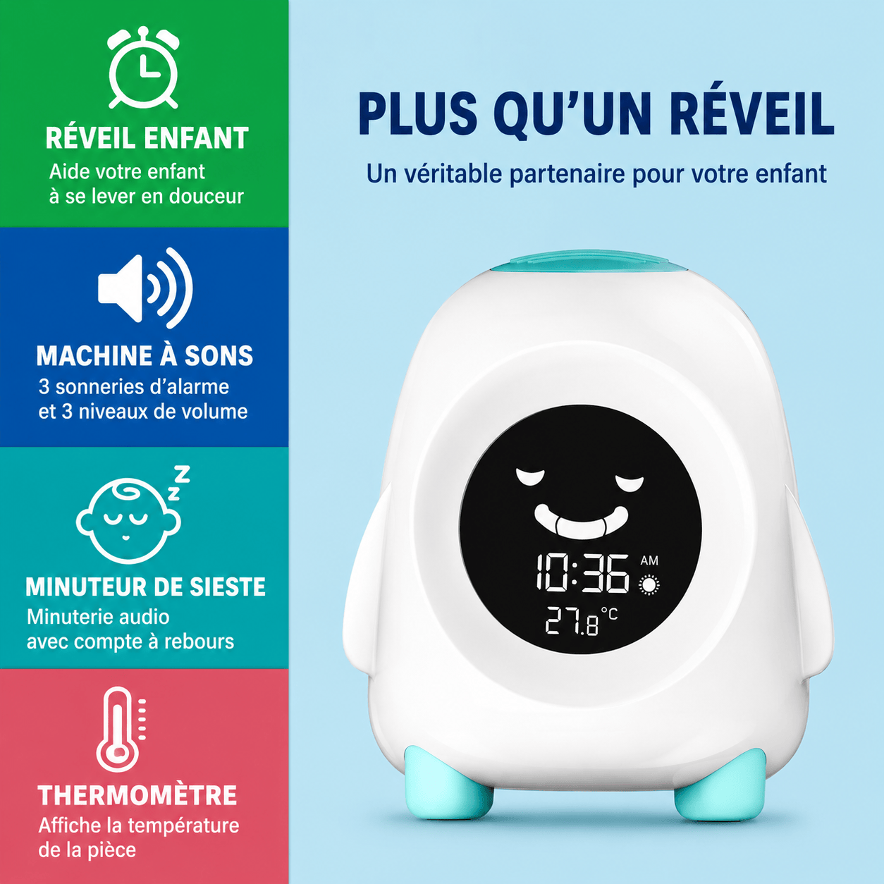 Réveil apprentissage jour nuit LeBonRéveil