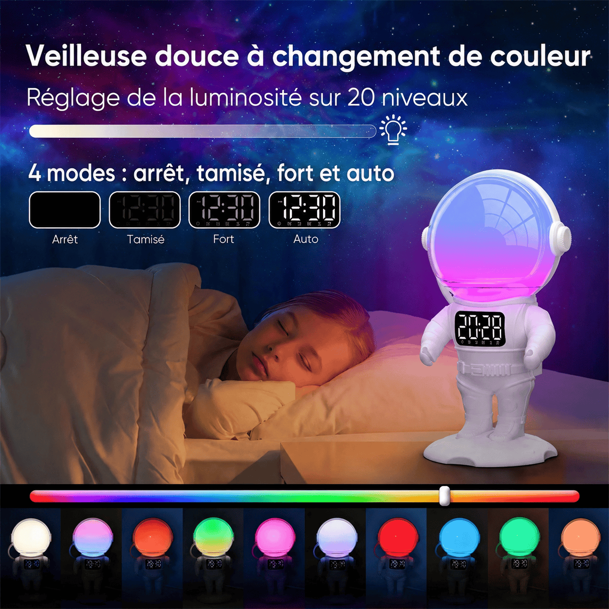 Réveil astronaute lumineux LeBonRéveil