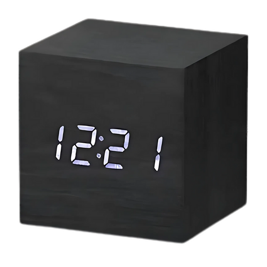 Réveil bois noir cube Le Bon Réveil