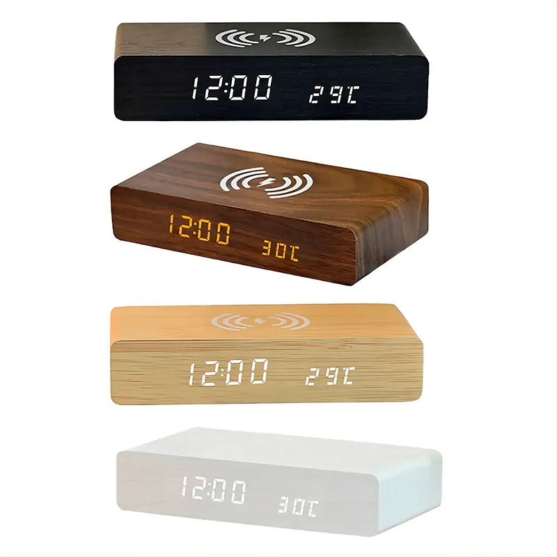 Réveil chargeur induction en bois LeBonRéveil