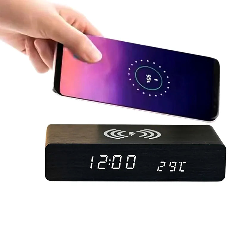 Réveil chargeur induction en bois LeBonRéveil