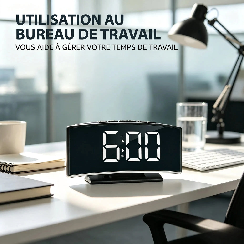 Réveil digital à écran incurvé LED LeBonRéveil