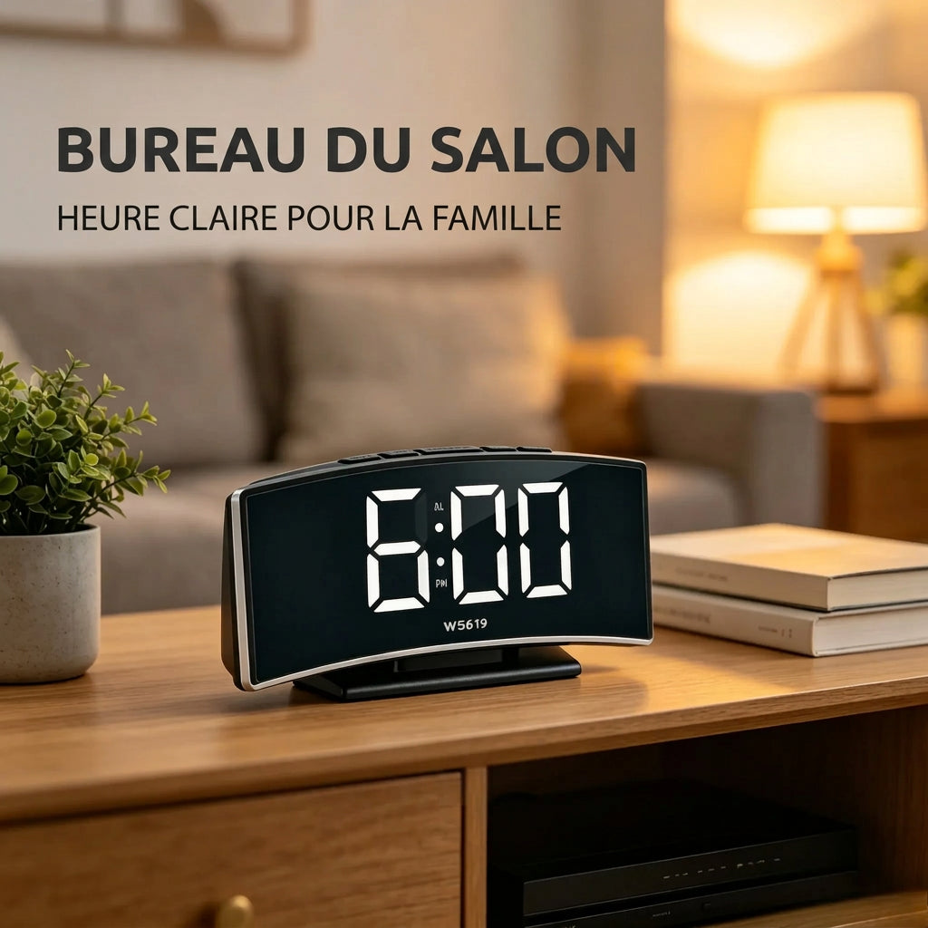 Réveil digital à écran incurvé LED LeBonRéveil