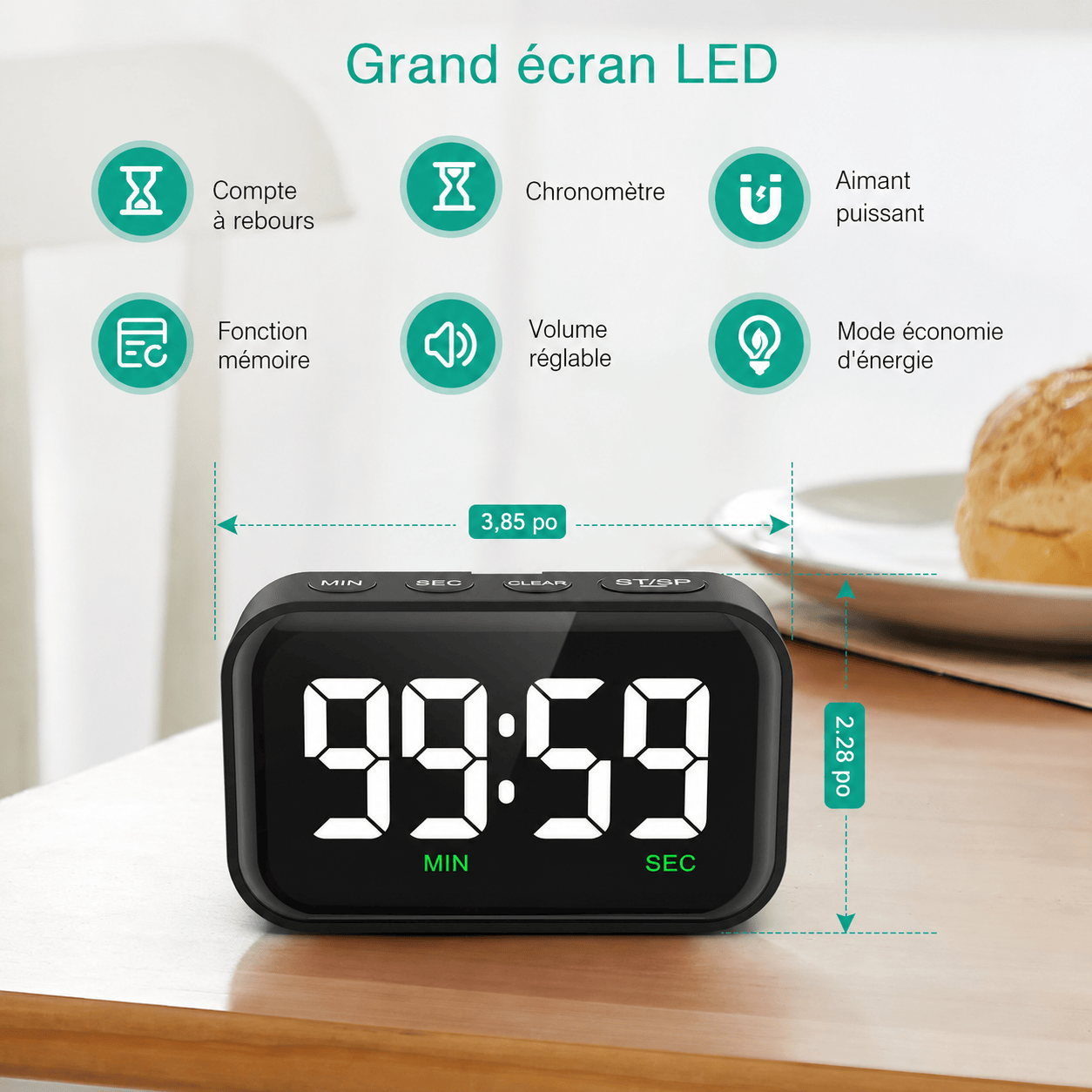 Réveil digital avec gros chiffres LeBonRéveil