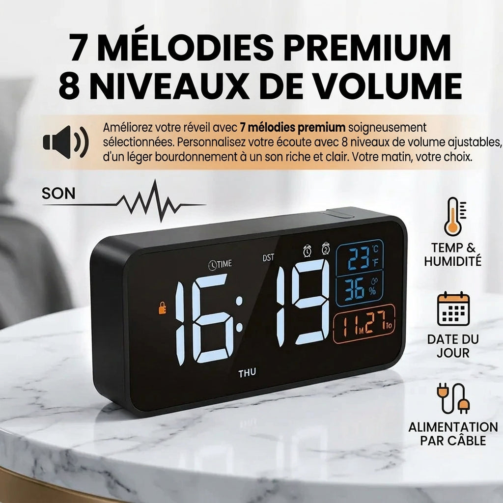 Réveil digital avec température et humidité LeBonRéveil