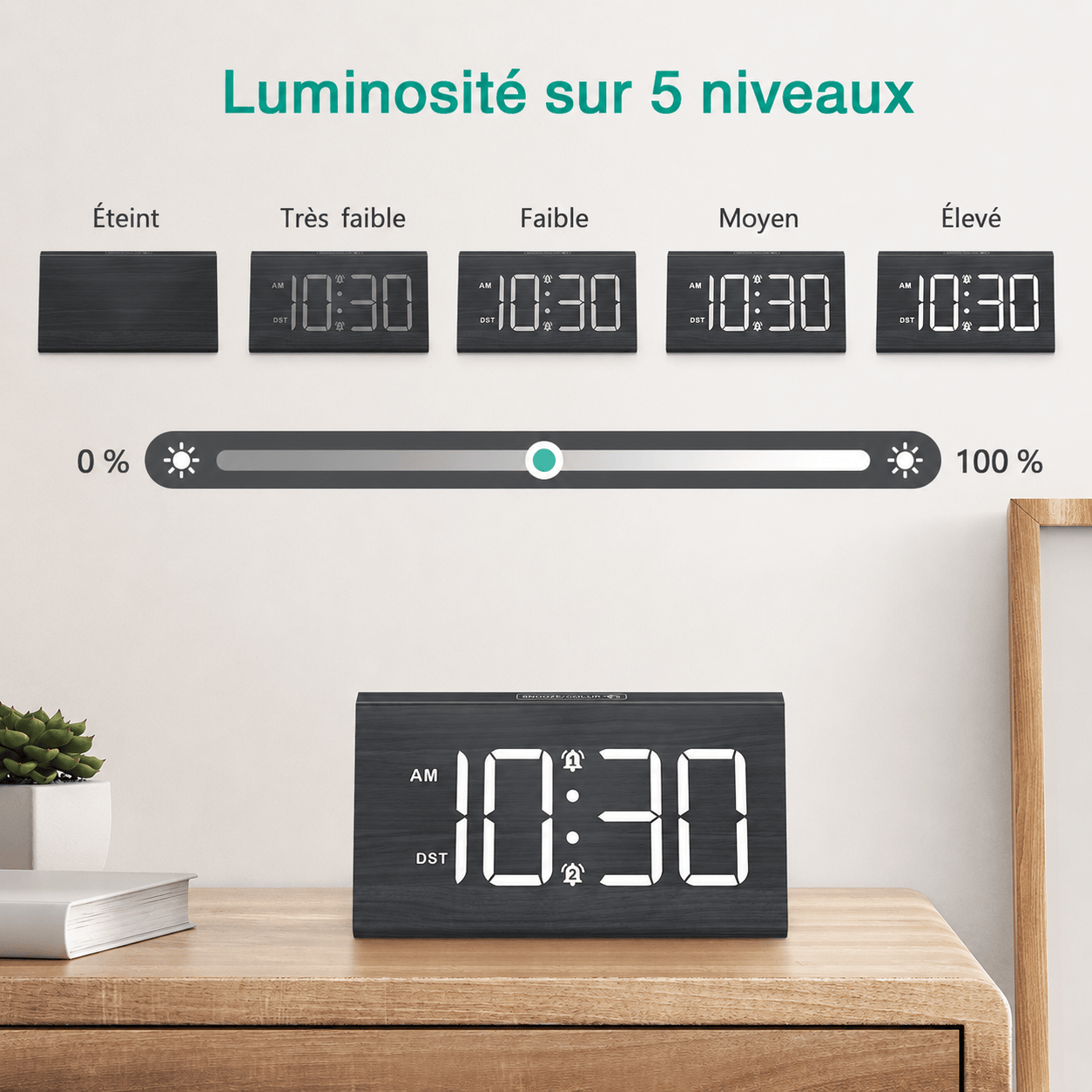 Réveil en bois digital LED LeBonRéveil