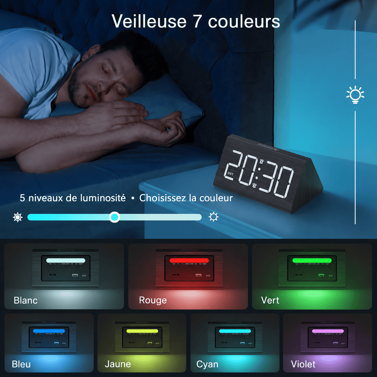 Réveil en bois digital LED LeBonRéveil