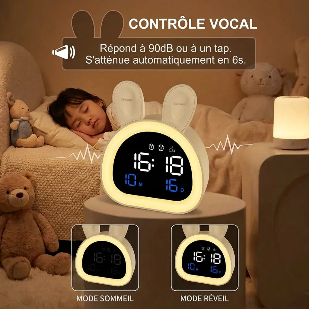 Réveil enfant veilleuse multicolore 5 sonneries LeBonRéveil