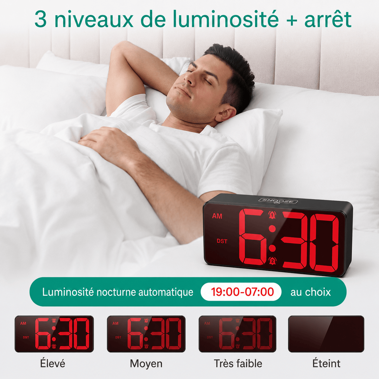 Réveil gros chiffres digital LeBonRéveil
