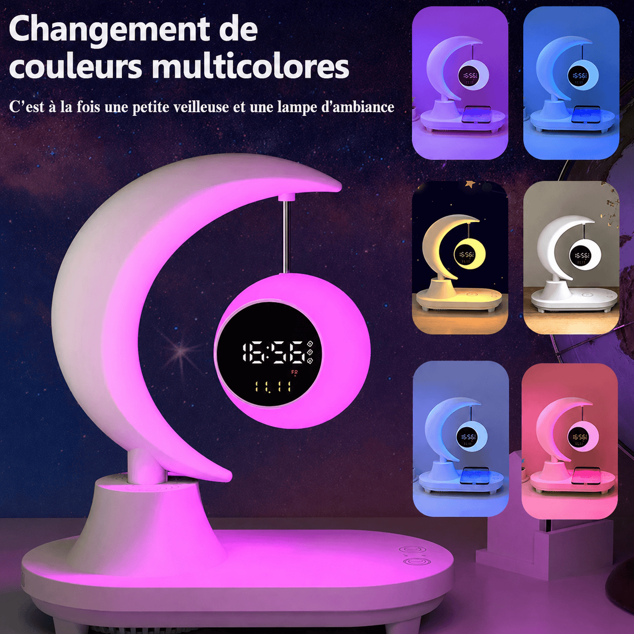 Réveil lampe chargeur induction LeBonRéveil