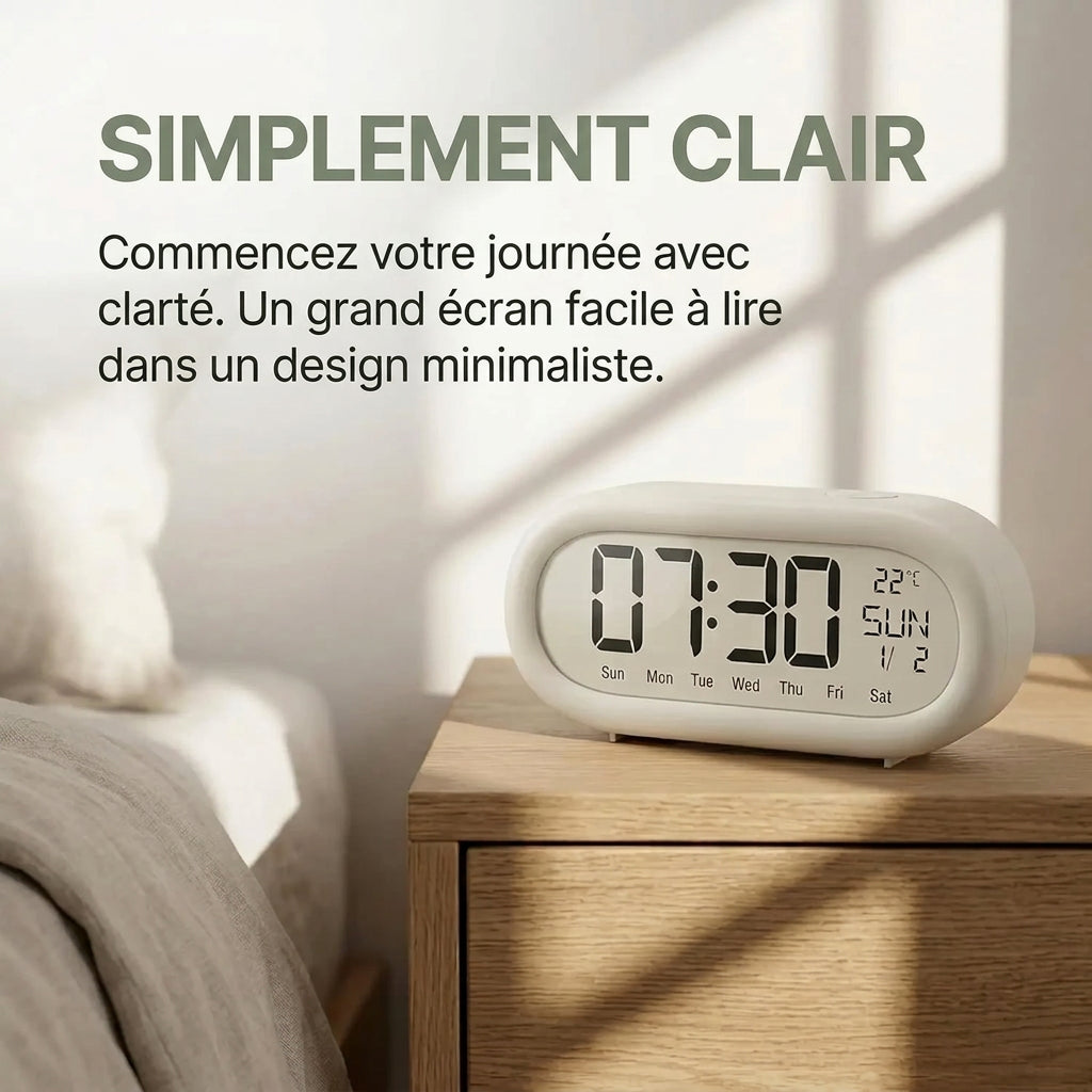 Réveil LCD hygromètre avec coque antichoc LeBonRéveil