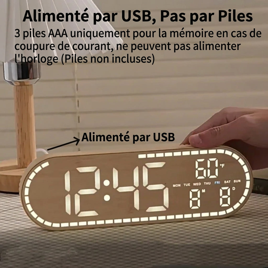Réveil LED mural ou à poser avec température LeBonRéveil