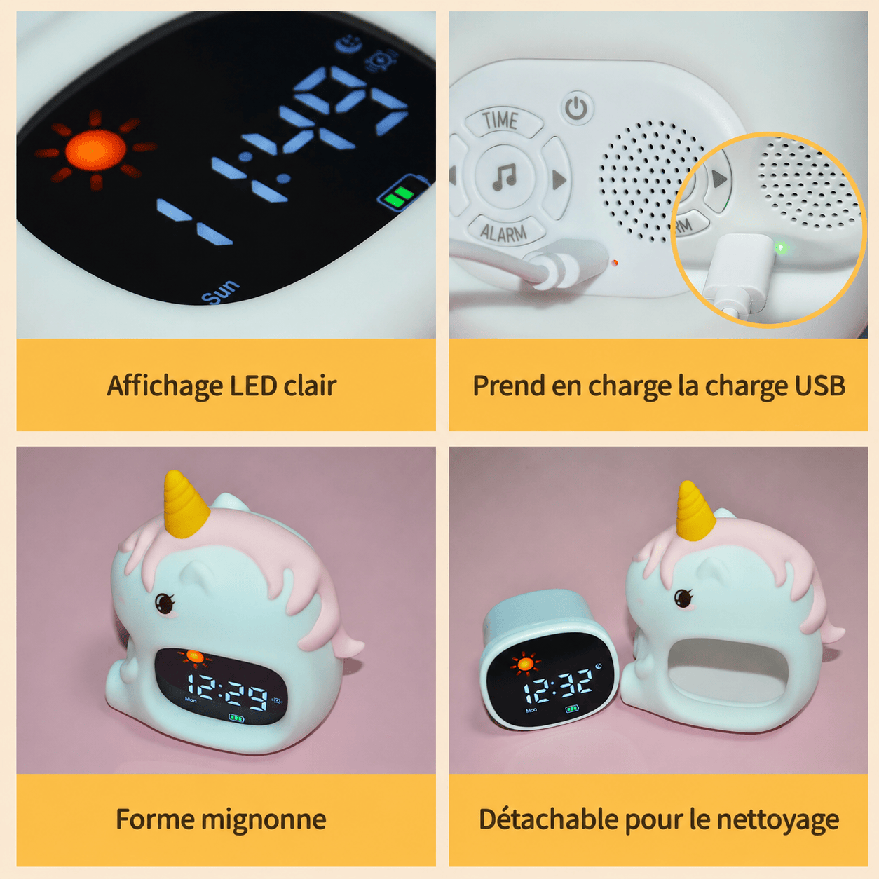 Réveil licorne veilleuse LED LeBonRéveil