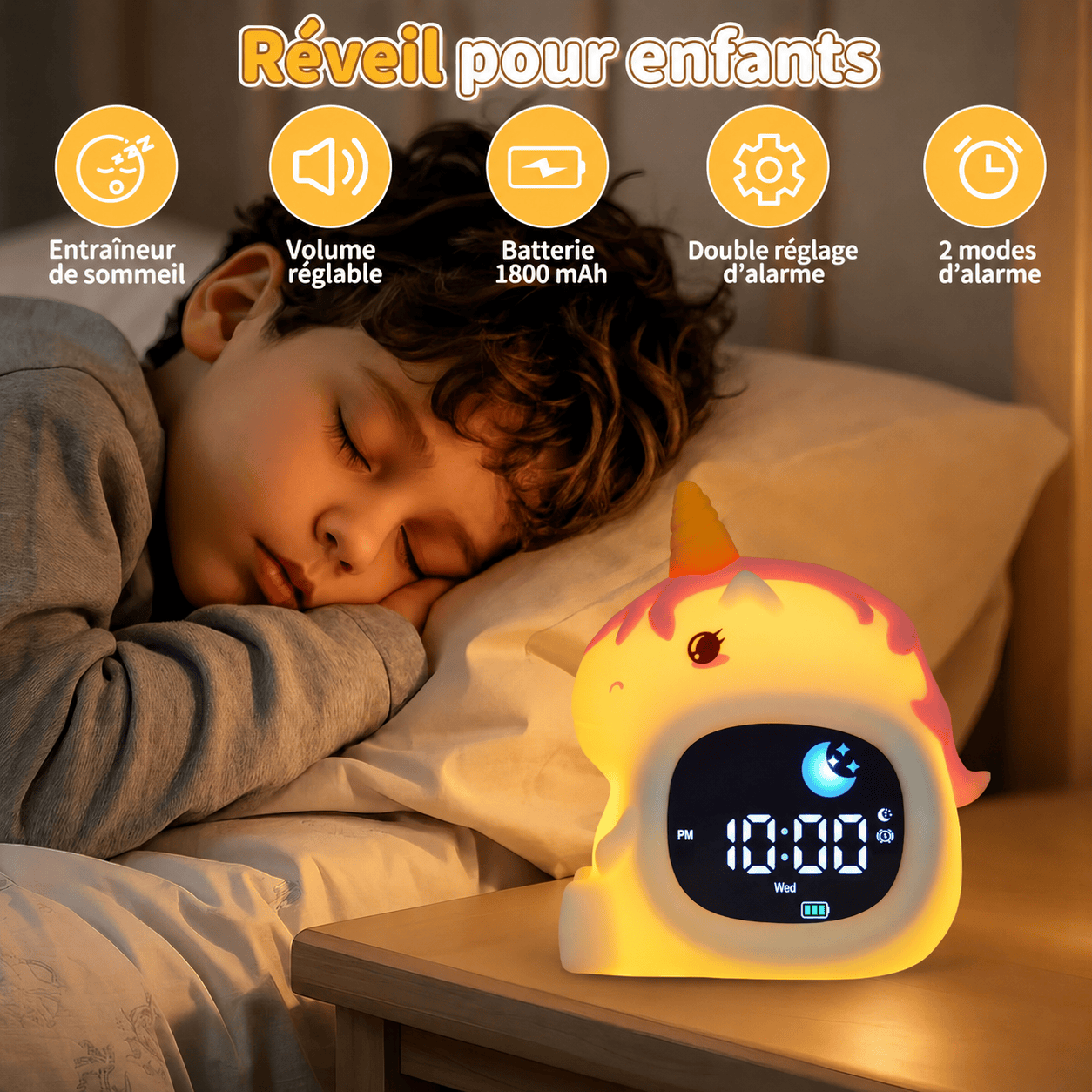 Réveil licorne veilleuse LED LeBonRéveil