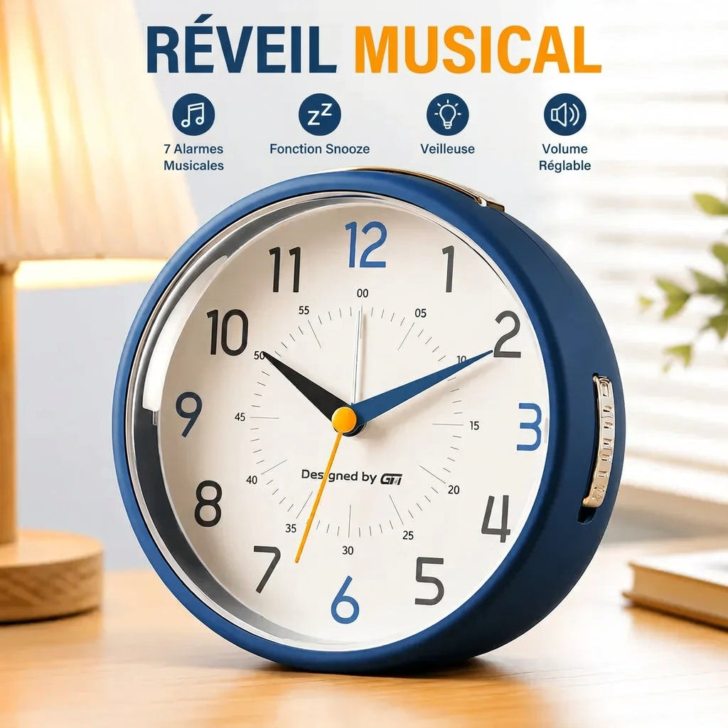 Réveil musical silencieux avec veilleuse LeBonRéveil