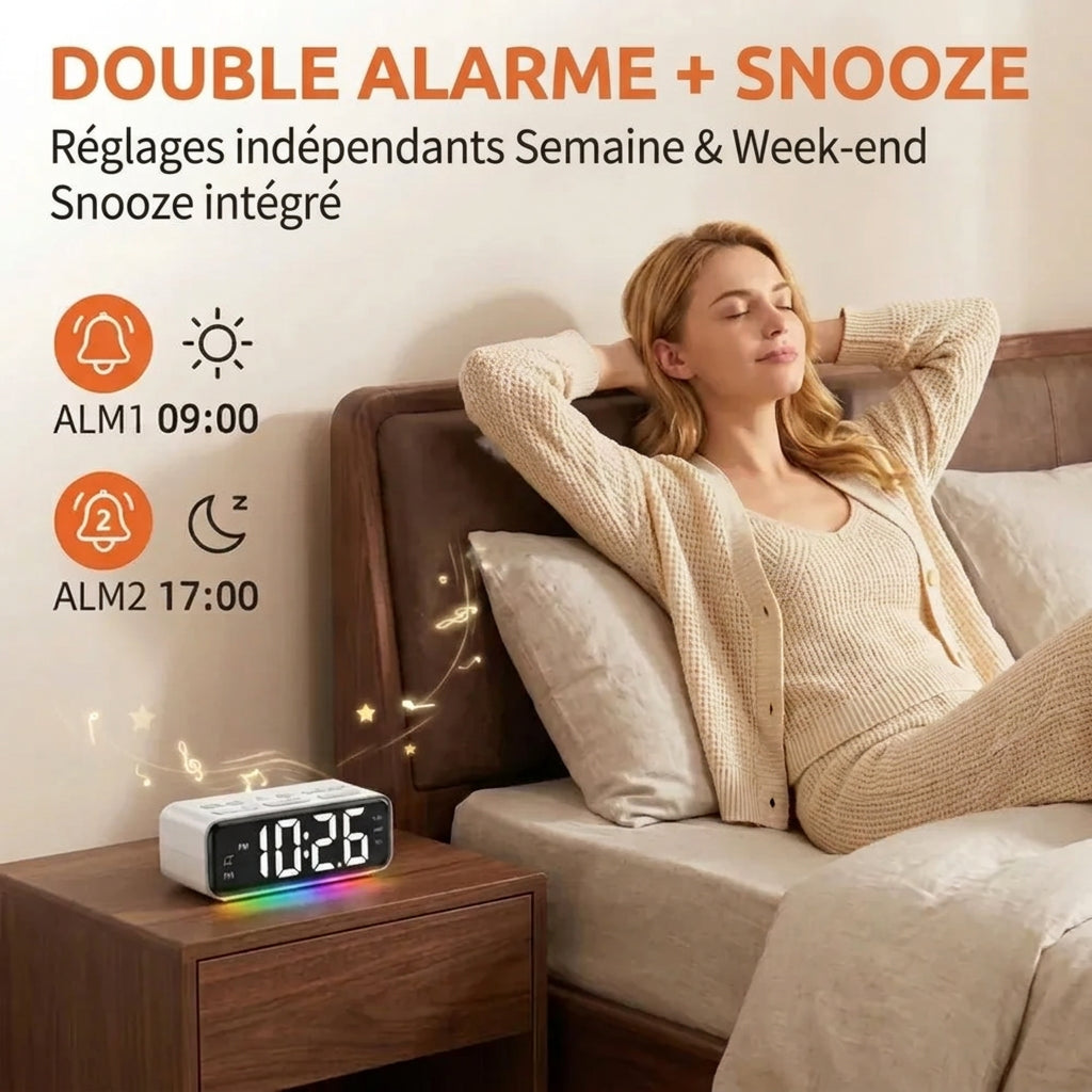 Réveil radio FM avec lumière d'ambiance RGB LeBonRéveil