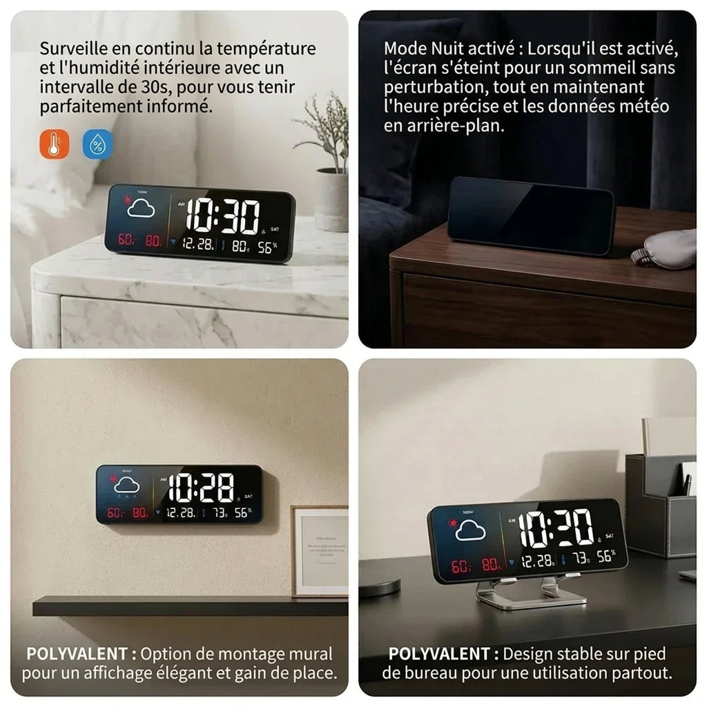 Réveil station météo WiFi écran 10 pouces LeBonRéveil