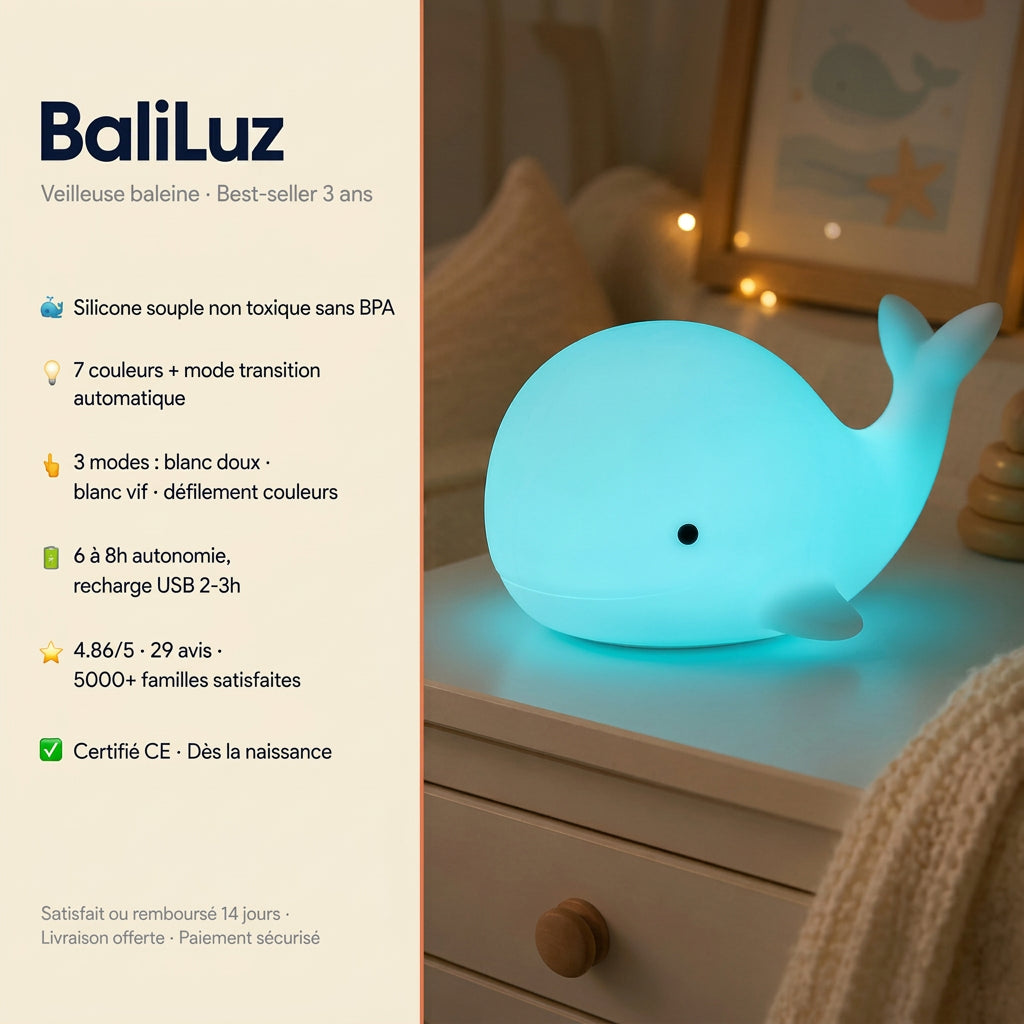 Veilleuse baleine bébé Le Bon Réveil Veilleuse