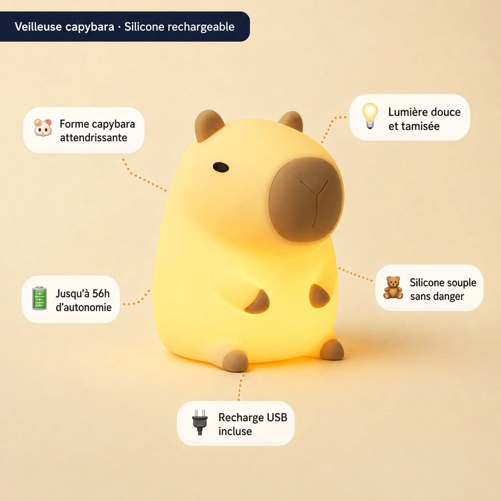 Veilleuse capybara Le Bon Réveil Veilleuse animaux