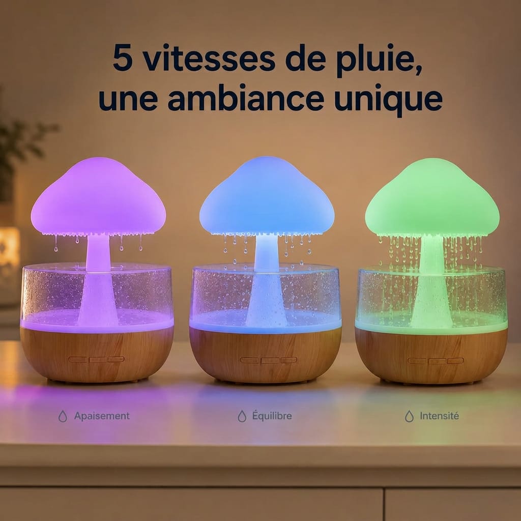 Veilleuse champignon bruit de pluie Le Bon Réveil Veilleuse humidificateur