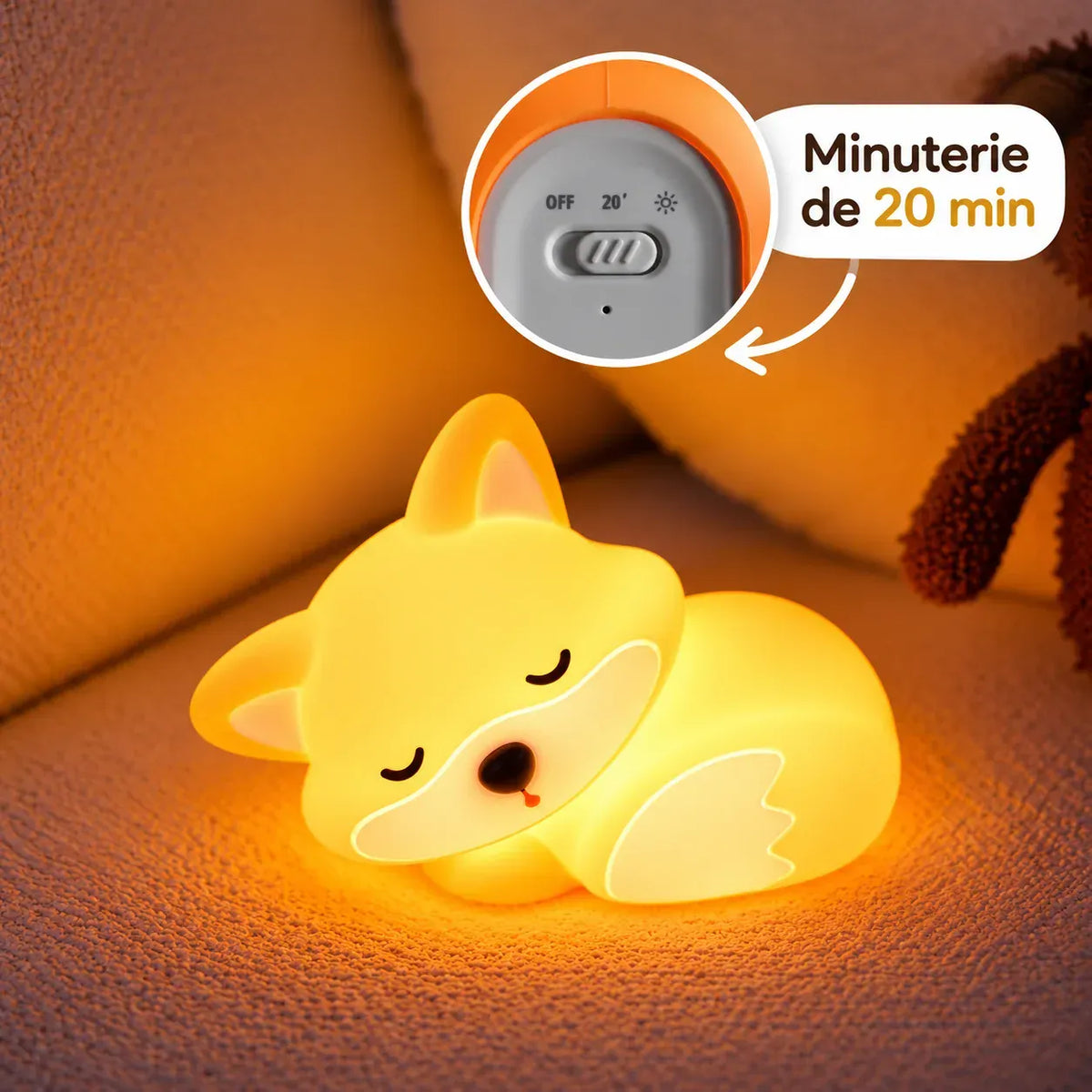 Veilleuse renard rechargeable en silicone Le Bon Réveil Veilleuse