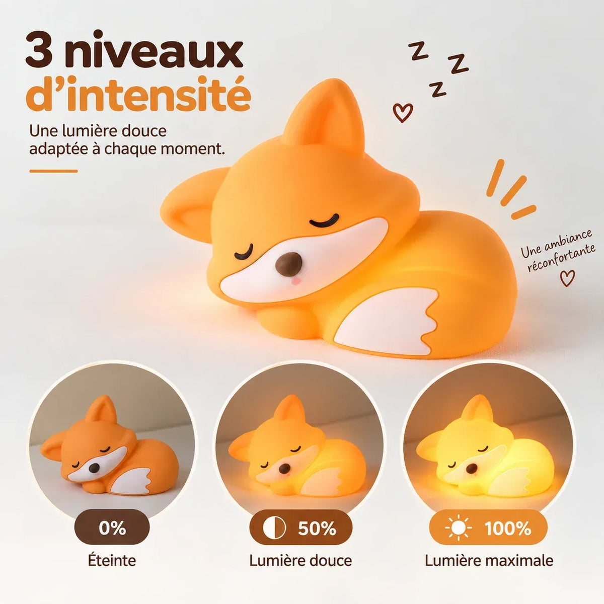 Veilleuse renard rechargeable en silicone Le Bon Réveil Veilleuse